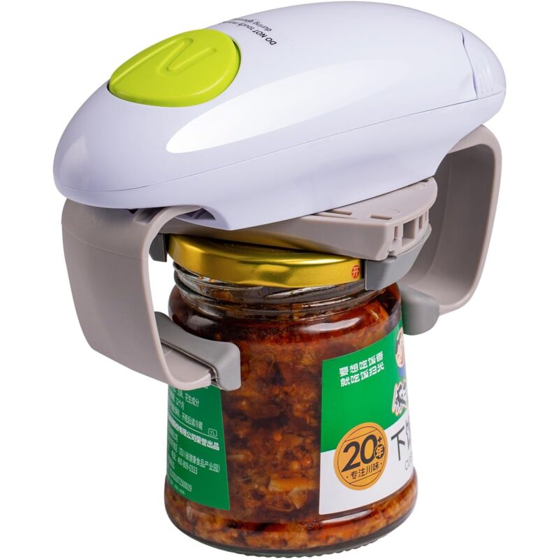 Ouvre-boîte électrique à bord lisse portable, Gadget de Cuisine à Ouverture Ouvre-bocal Automatique Mains Libres avec Moins d'efforts, Fonctionne