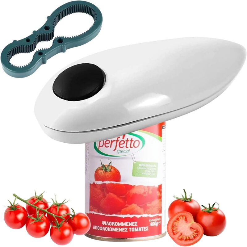 Ouvre-Boîte Électrique Automatique Une Touche avec Décapsuleur Jar Ouvre Bocaux Electrique Bords Lisses Ouvre-Bocal Électrique pour Cuisine Chefs