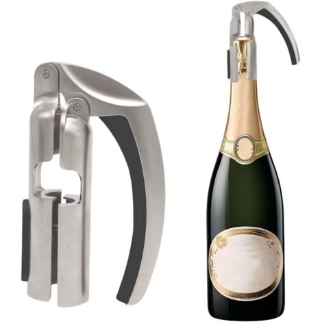 Ouvre-bouteille à champagne. Idéal pour les réunions de famille, les bars et les dégustations de vin. Fabriqué en alliage d'aluminium argenté résistant.