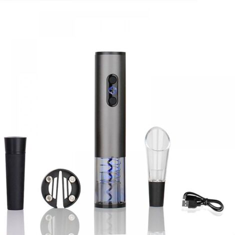 Ouvre-bouteille électrique rechargeable avec coupe-capsule - argent
