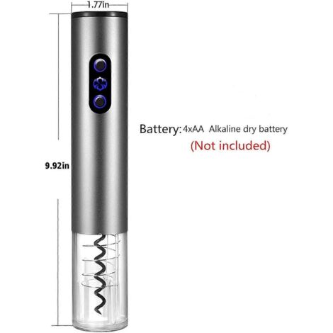 Ouvre-bouteille électrique, tire-bouchon en acier inoxydable, alimenté par piles, avec coupe-capsule