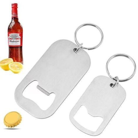 Ouvre-bouteille en acier inoxydable argenté, lot de 2, ouvre-bouteille de bière, ouvre-bouteille de boissons, outil, tournevis, porte-clés