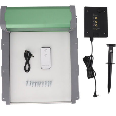 Ouvre-porte automatique de poulailler à énergie solaire, étanche IP67, avec minuterie, capteur de lumière, télécommande manuelle