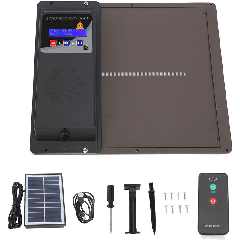 Ouvre-porte automatique de poulailler, programmable par usb, à énergie solaire, avec capteur de lumière, minuterie, télécommande pour maison, ferme,