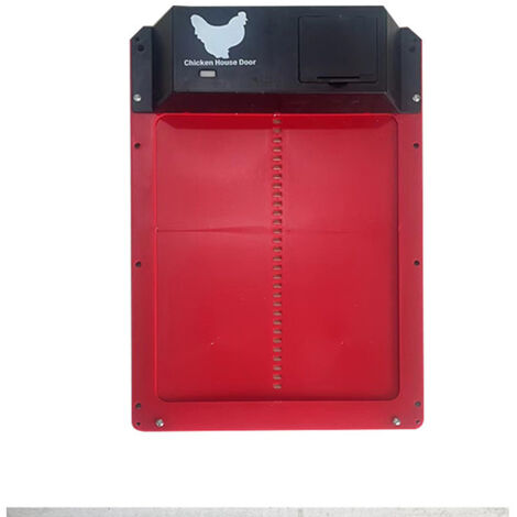Ouvre-porte automatique rouge pour poulailler avec capteur de lumière