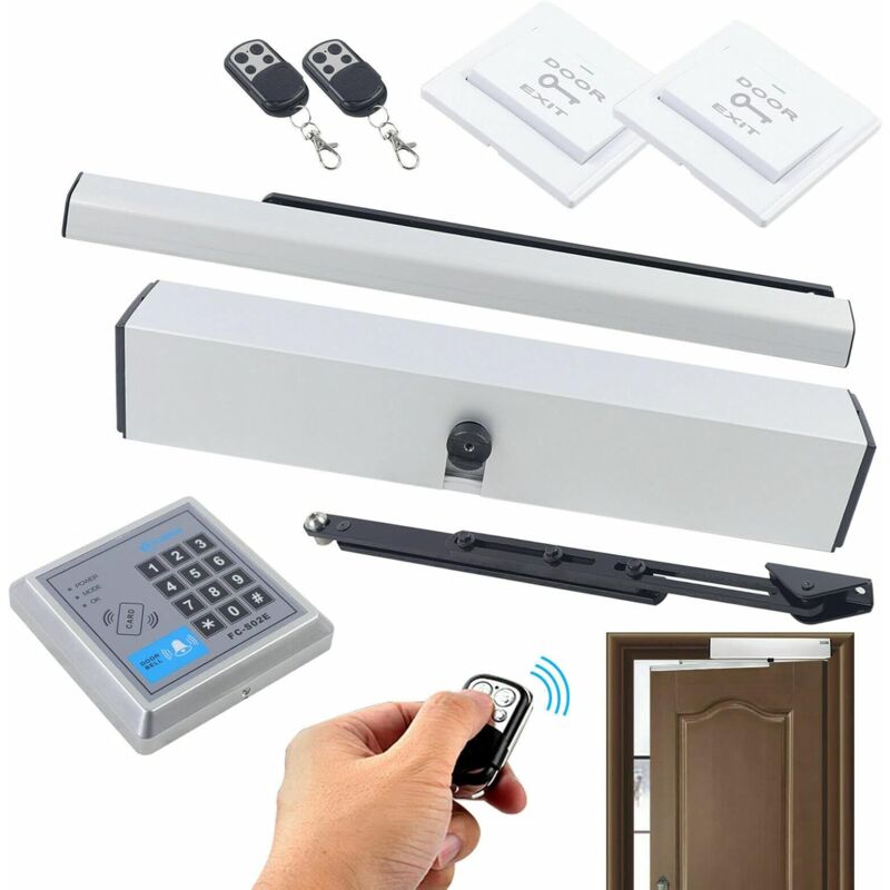 Ouvre-porte battante électrique, moteur de porte battante automatique Ferme-porte Ouvre-porte électrique avec télécommande et bouton pression