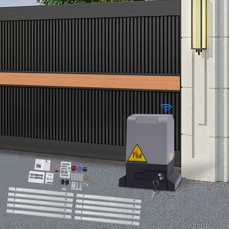 Ouvre-porte coulissant électrique 550 W 1200 kg Ouvre-porte télécommandé Comprend un rail de guidage de 6 mètres et une alarme lumineuse infrarouge Unité d'entraînement Adapté aux portes de garage