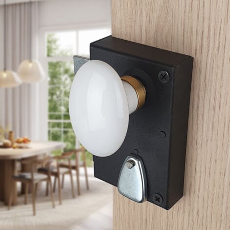 Ouvre&Déco - 2 boutons de porte intérieure en porcelaine blanche base laiton poli, OVAL