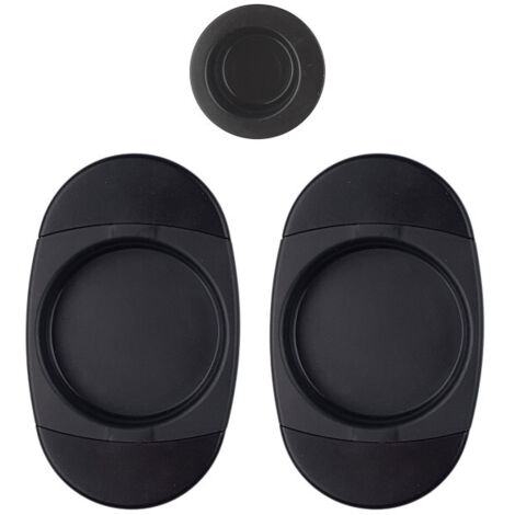 Ouvre&Déco – 2 poignées de porte coulissante CUVETTE sans trou, Nylon noir