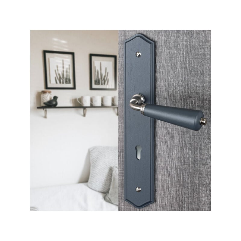 Ouvre&deco - Ouvre&Déco - 2 poignées de porte honfleur Cle, Bois gris anthracite entraxe 195 mm