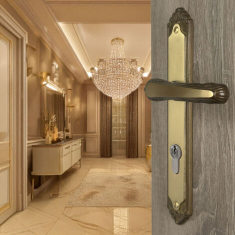 Ouvre&Déco – 2 poignées de porte ISABELLA cylindre, laiton patiné entraxe 195 mm