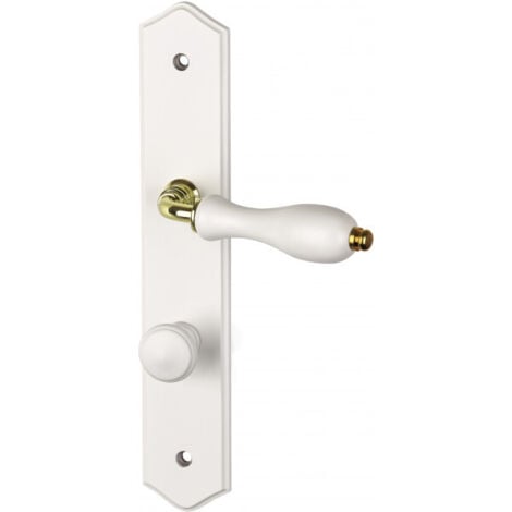 OUVRE&DECO Ouvre&Déco - 2 poignées de porte POIRE condamnation, Bois blanc entraxe 195 mm