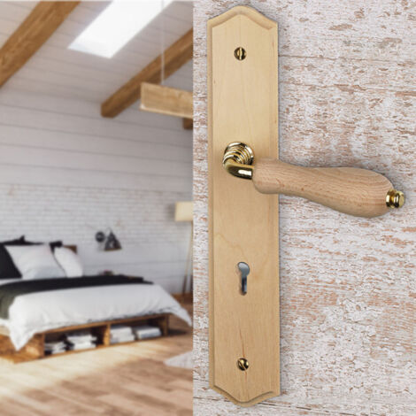 OUVRE&DECO Ouvre&Déco - 2 poignées de porte POIRE entrée de clé, Bois brut entraxe 195 mm