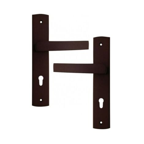 Ouvre&Déco - 2 poignées de porte SCENARIO cylindre, bois wengé entraxe 195 mm