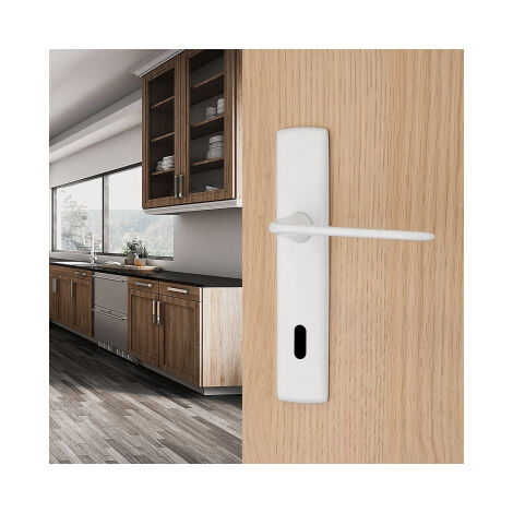 Ouvre&Déco – 2 poignées de porte TOM entrée de clé, zamak blanc entraxe 165 mm