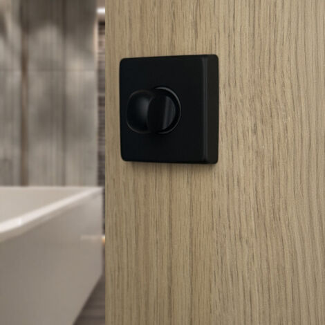 Ouvre&Déco – 2 rosaces de poignée de porte carrées MIRA verrou condamnation, Aluminium noir mat