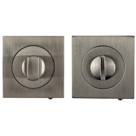 Ouvre&Déco – 2 rosaces de poignée de porte carrées Quadra verrou condamnation, Métal nickel mat