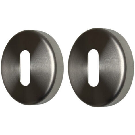 Ouvre&Déco – 2 rosaces de poignée de porte rondes lisse AXIA entrée de clé, Inox gris