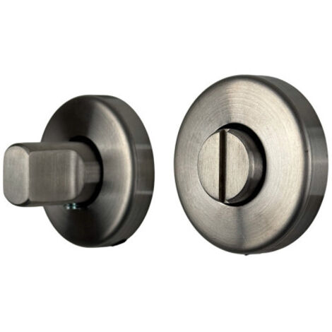 Ouvre&Déco – 2 rosaces de poignée de porte rondes lisse AXIA verrou condamnation, Inox gris