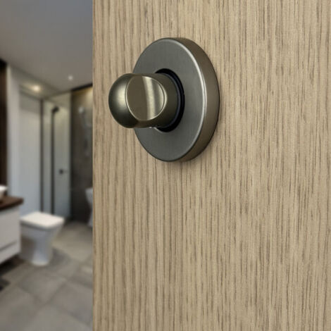 Ouvre&Déco – 2 rosaces de poignée de porte rondes ROSA verrou condamnation, Aluminium aspect inox
