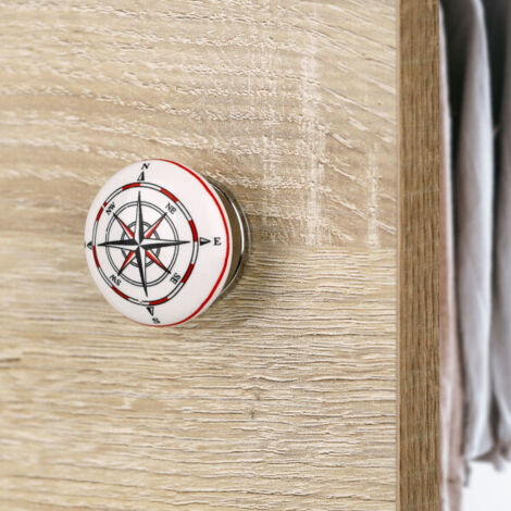 Ouvre&Déco – Bouton de meuble BOUSSOLE, Porcelaine blanche Ø35 mm
