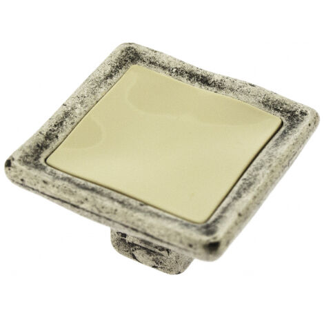 Ouvre&Déco – Bouton de meuble porcelaine blanc zamak argent 31x31mm, MARONI