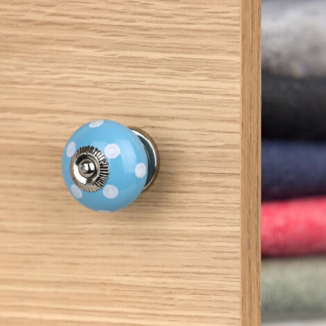 Ouvre&Déco – Bouton de meuble SUPREME, Porcelaine blanc bleu Ø40 mm