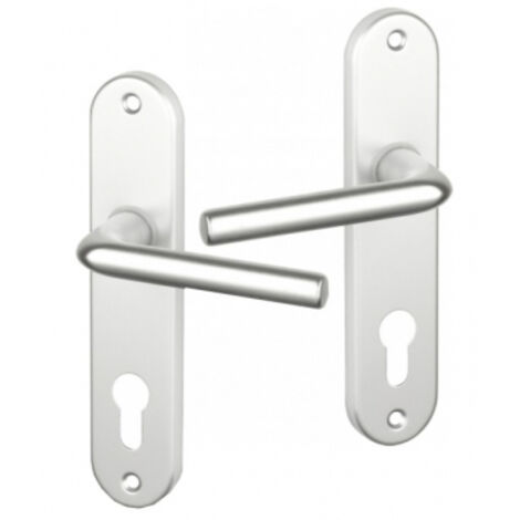 Ouvre&Deco – Ensemble poignée de porte extérieure sur plaque à cylindre – Aluminium anodisé argent – Entraxe 165 mm – Compatible serrure à relevage