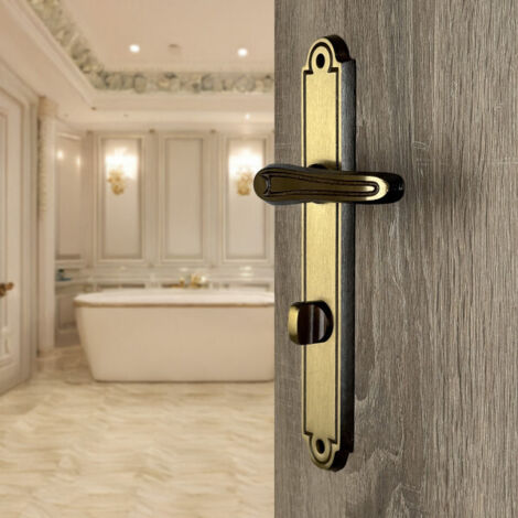 Ouvre&Deco – Lot de 2 poignées de porte VANESSA – Laiton patiné – Verrou de condamnation – Entraxe 195 mm pour salles de bains