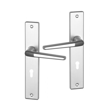Ouvre&Deco – Poignées de porte d'entrée MORZINE – Aluminium finition argent – Entraxe 195 mm – Compatible serrures à relevage – Installation facile