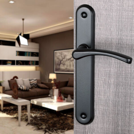 Ouvre&Deco – Poignées de porte EVA sans trou – Aluminium noir mat – Entraxe 195 mm – Pour portes intérieures jusqu'à 42 mm d'épaisseur
