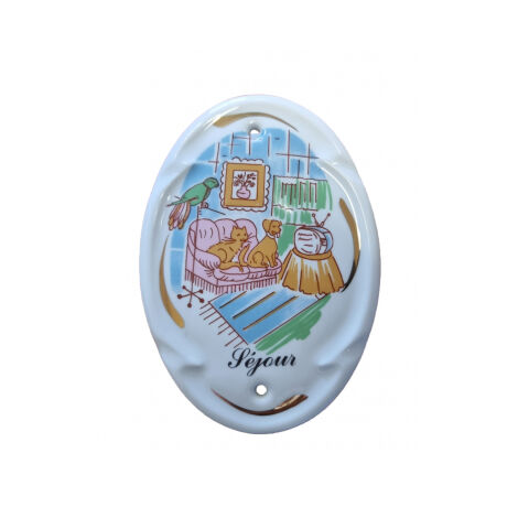 Ouvre&Déco – Signalétique porte intérieure en porcelaine de 12x8mm, SEJOUR
