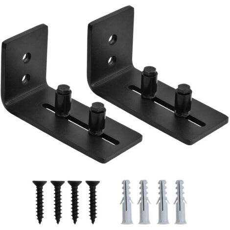 Ouylaf – Guide de plancher de porte de grange – 2pcs en acier de haute qualité et nylon POM – Réglable de 8,1 cm à 0 cm – Installation sans perçage