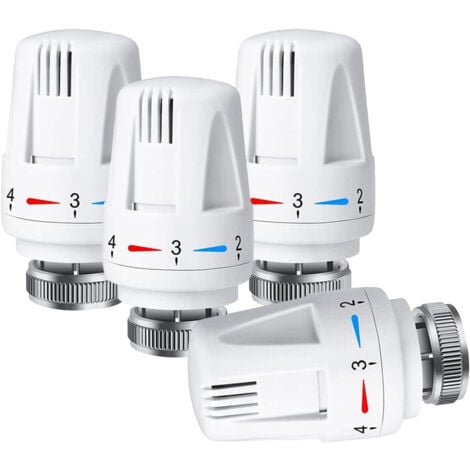 OUYLAF Lot 4 Tetes Thermostatiques Radiateur M30 x 1.5 Vanne Thermostat Chauffage avec Capteur Liquide et Protection Antigel