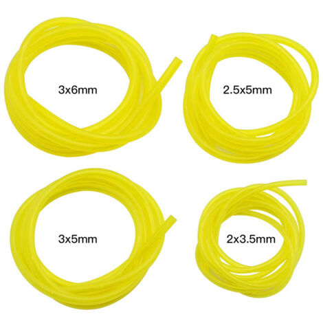 Ouylaf – Lot de 4 tuyaux d'essence 1,5m – Diamètres 3x6mm, 3x5mm, 2,5x5mm, 2x3,5mm – Matériau PU résistant aux intempéries – Pour tondeuses et débroussailleuses