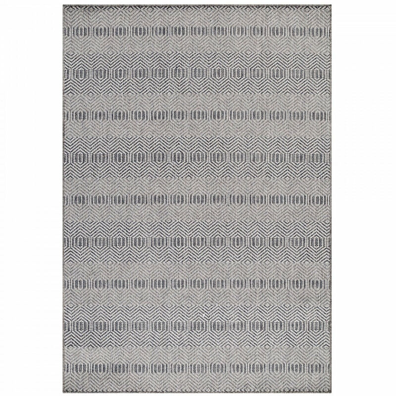 OVA - Tapis Extérieur/Intérieur Tissé Plat - Gris & Crème 80 x 250 cm