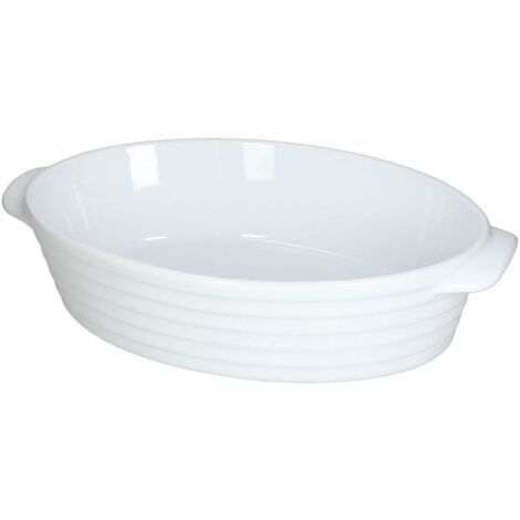 Oval Baker 34x22 H8,5 Ringe Steinzeug Weiß