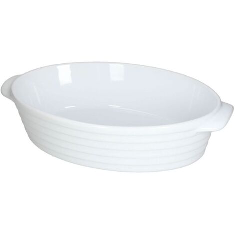 Oval Baker 34x22 H8,5 Ringe Steinzeug Weiß