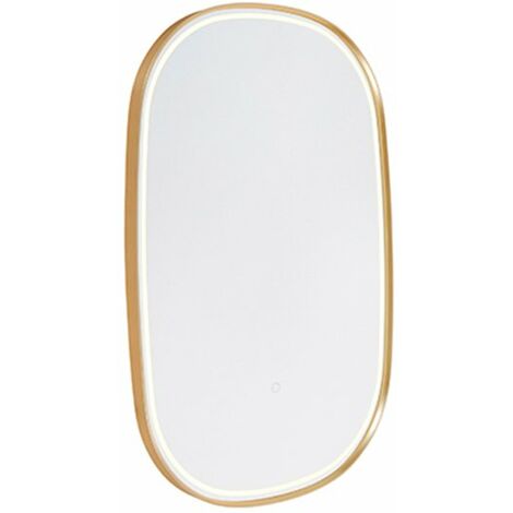 Oval bathroom mirror gold incl. LED with touch dimmer - Miral - Gold/Messing