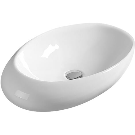 Oval Ceramic Countertop Vessel without Overflow - 490mm
