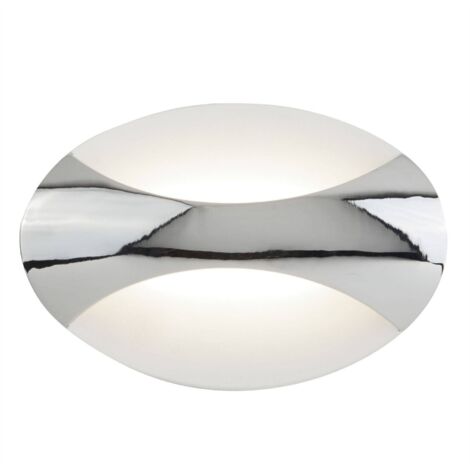 Oval chrome / sand white led wall light