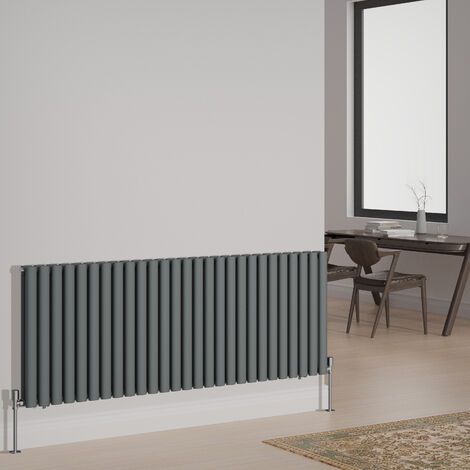 Oval Column Designer Radiator Central Heating Rads Horizontal Double 600x1593mm Anthracite