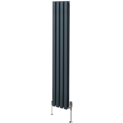 Oval Column Radiator & Valves - 1600mm x 240mm – Anthracite Grey