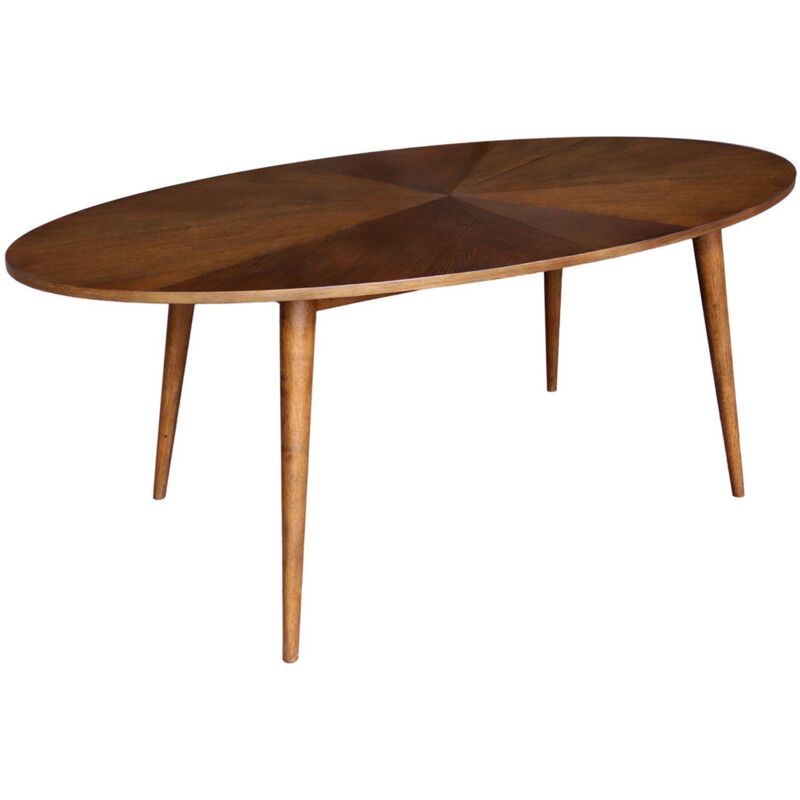 Sweeek Oval Dining Table In Rubberwood And Oak Veneer – Walnut Finish, Seats 6 – L 190 X W 100 X H 75 Cm – Diane