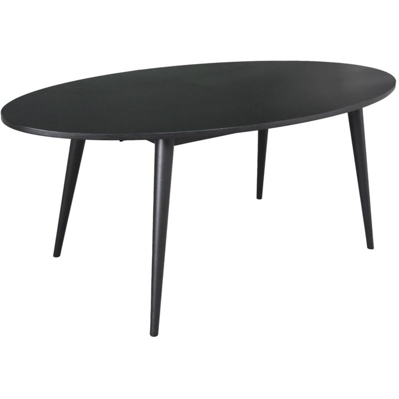 Sweeek Oval Dining Table Rubber Wood And Oak Veneer 6 Places, Diane, Black, 190x100x75 Cm