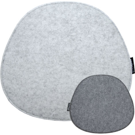 Oval Felt Cushion for Designer Chairs 40x37cm Warm 8mm Thin Reversible Grey