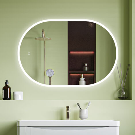 Oval LED Bathroom Mirror with Demister Touch Sensor Vertical or Horizontal Dimmable 3 Colour Light Light 600x900mm