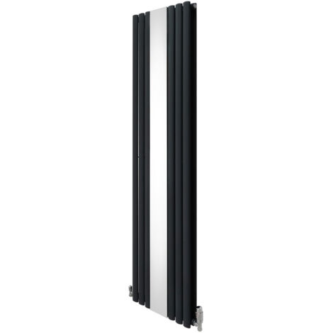 Oval Mirror Radiator & Valves - 1800mm x 500mm - Anthracite Grey