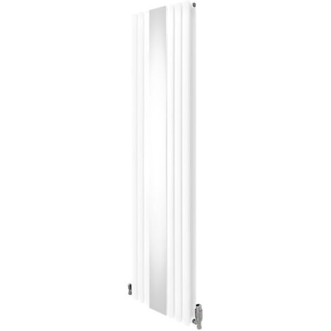 Oval Mirror Radiator & Valves - 1800mm x 500mm - White