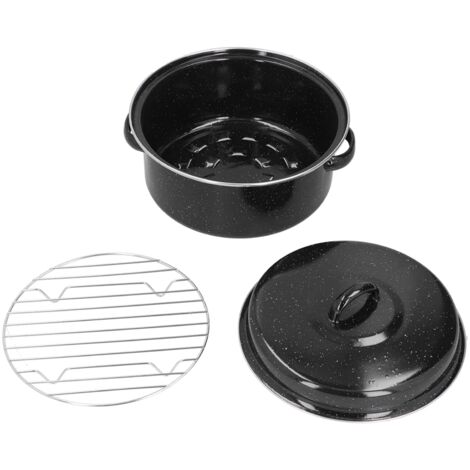 Oval Roaster Enamel Oval Roaster Excellent Heating for Barbucue and Sweet Potato Black for Family